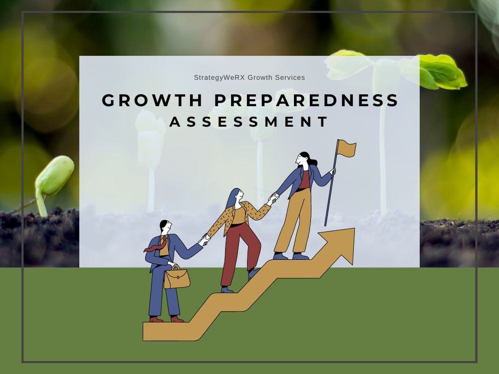 A graphic with the title of the service and an image of three people helping each other up an arrow that looks like stairs